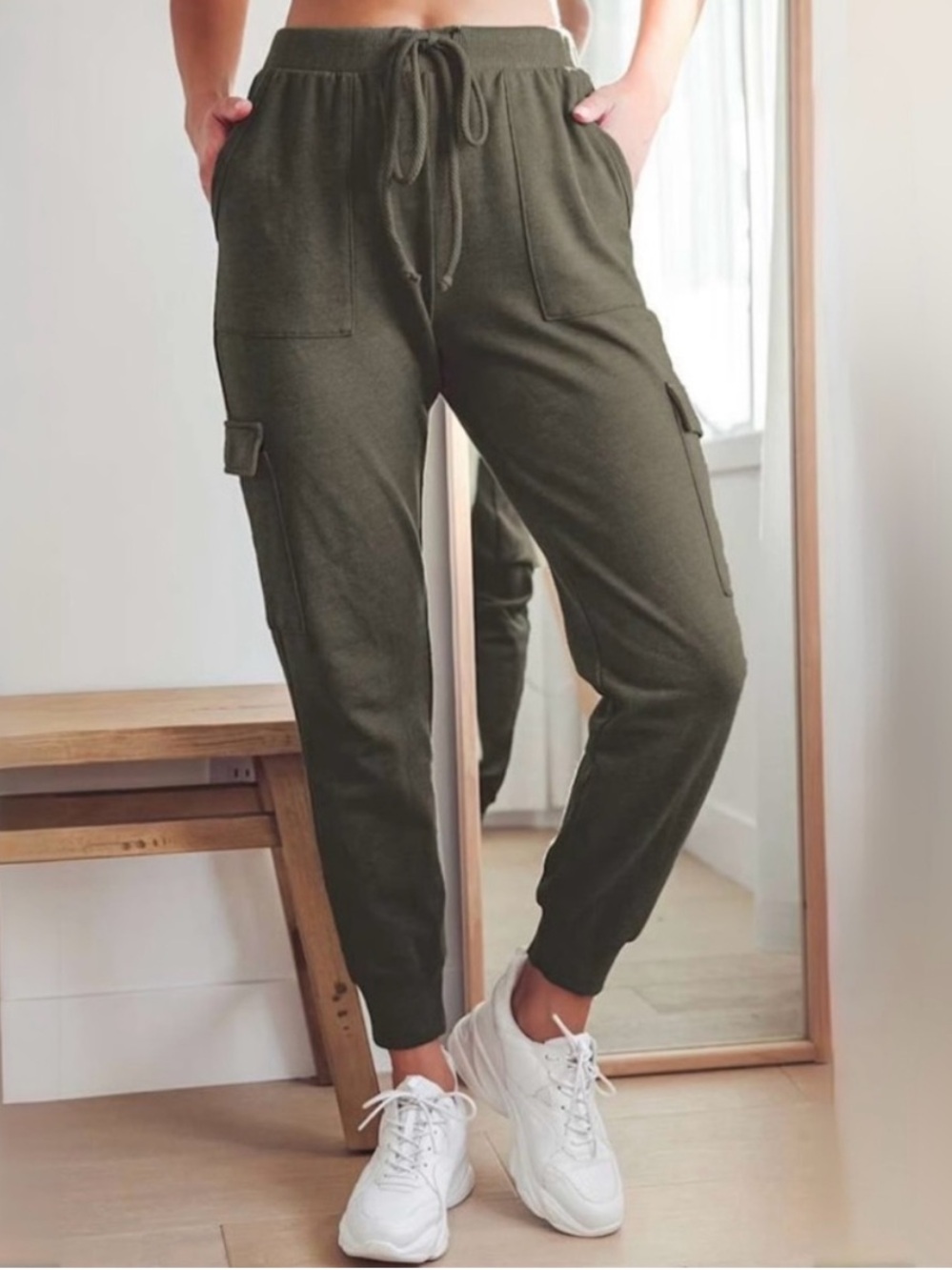 Lulus Casual Cargo Jogger Pull-On Dance Sweat Pants, Dark Olive Green, Size M